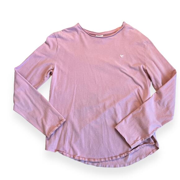 Zara Girls Pink Embroidered Heart Long Sleeve Tee 13-14 - Picture 1 of 7